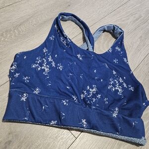 REVERSIBLE Blue Floral Racerback Sports Bra